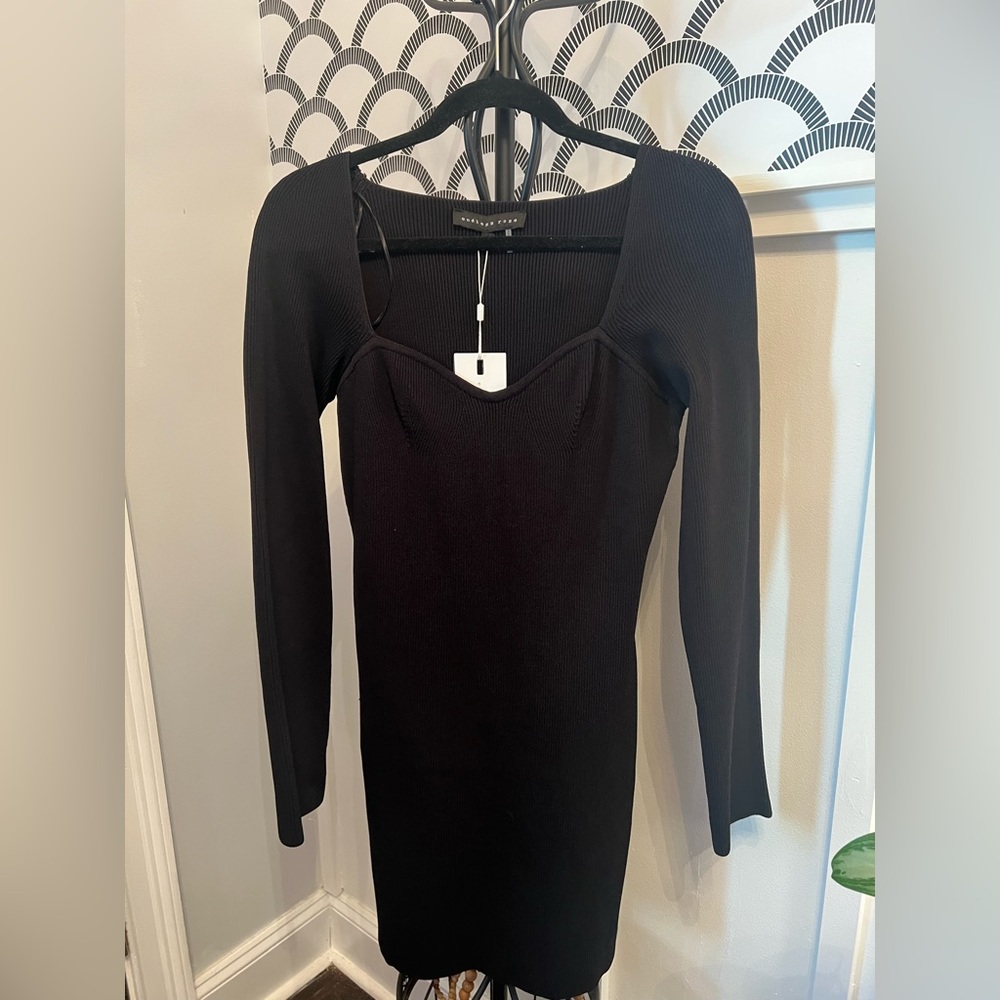 Black ribbed midi dress, new with tags